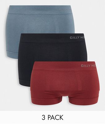 Gilly Hicks 3-pack logo waistband seamless trunks in port red/blue/black-Multi