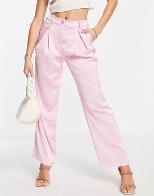 Y.A.S satin pant in pink - part of a set