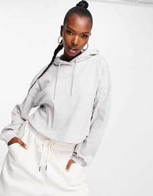 PUMA Classics ribbed hoodie in gray