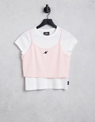 Vans x Sandy Liang layered T-shirt in white and pink
