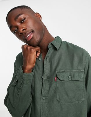 Levi's Jackson cotton hemp worker overshirt in thyme green
