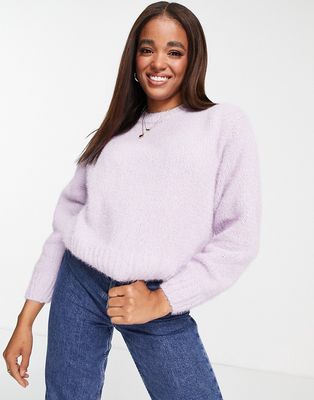 Pull & Bear oversized crew neck sweater in lilac-Purple