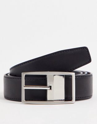 Gianni Feraud smooth real leather belt in matte black