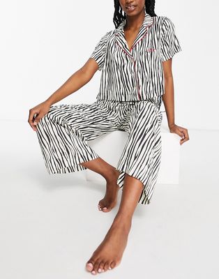 Wild Lovers Heidi printed pajama pants in mono zebra - part of a set-Multi