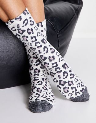UGG Leslie graphic crew sock in leopard-Multi