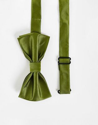 Gianni Feraud plain satin bow tie in olive green