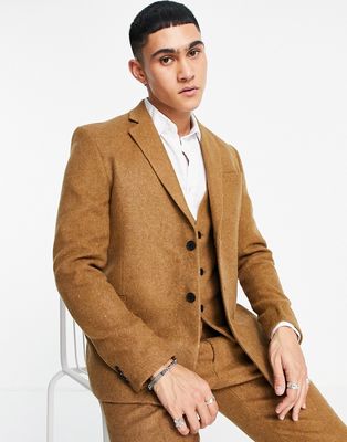 Bolongaro Trevor loose fit wool blend suit jacket-Brown