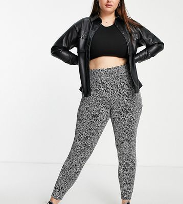 Pieces Curve glittery high waisted leggings in black
