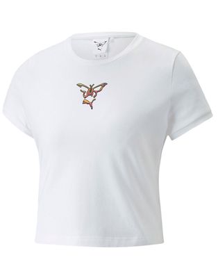 Puma x Dua Lipa cropped t-shirt in white