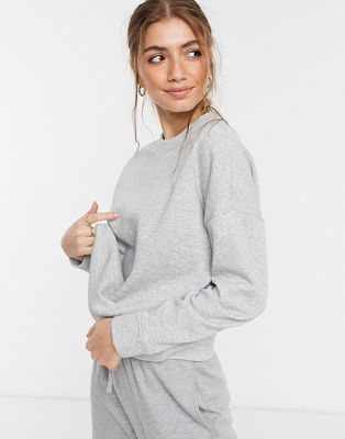 Pieces matching crew neck sweater in gray-Grey