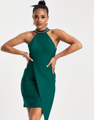 Trendyol ruched dress in emerald green