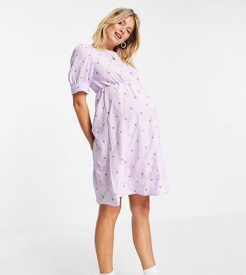 Mamalicious Maternity dress in lilac floral-Purple