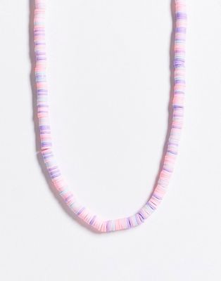 ASOS DESIGN Curve necklace in pastel pink chip beads-Multi