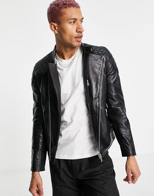 Bolongaro Trevor quilted leather biker jacket-Black