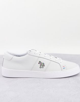 PS Paul Smith Zach zebra logo leather sneakers in white