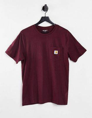 Carhartt WIP pocket t-shirt in burgundy-Red