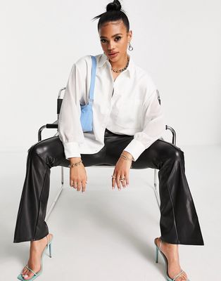 4th & Reckless oversized shirt with contrast fabric sleeves in white
