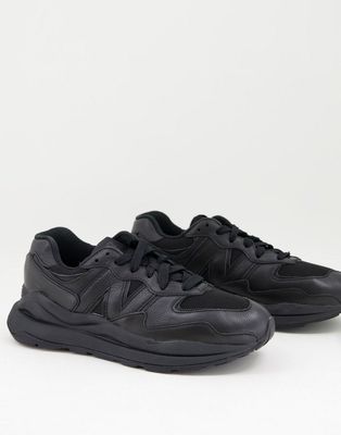 New Balance 57/40 leather sneakers in black and white