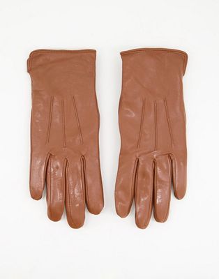 Barney's Originals real leather gloves with touch screen compatibility in tan-Brown