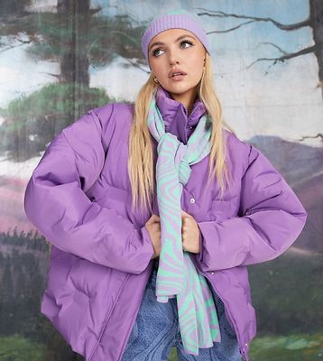 Reclaimed Vintage Inspired puffer in bright violet-Purple