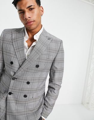Selected Homme skinny fit suit jacket in white check