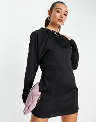 Pretty Lavish backless cowl mini dress in black