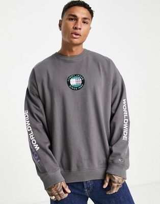 Tommy Jeans global unitees logo relaxed fit sweatshirt in gray