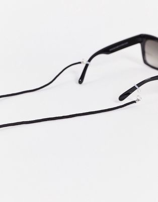 ASOS DESIGN cord sunglasses chain in black-Multi