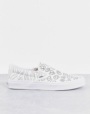 Vans Classic Slip-On U-Paint sneakers in white leopard/zebra