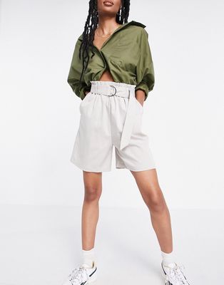 Heartbreak tailored shorts in stone - part of a set-Neutral