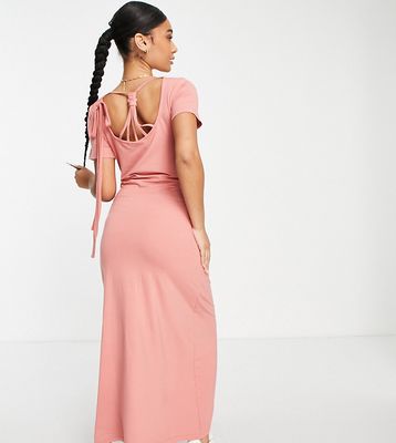 Mamalicious Maternity jersey maxi dress with back detail in pink