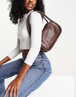 Urban Revivo 90s style shoulder bag with tubular handles in brown