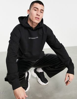 Night Addict impressionable front embroidery hoodie in black with removable bar