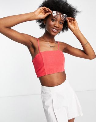 In The Style strappy crop top in coral-Green