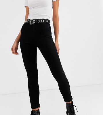 Noisy May Tall Callie high waist skinny jeans in black