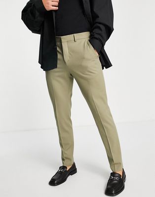 Selected Homme skinny suit pants in light khaki-Green