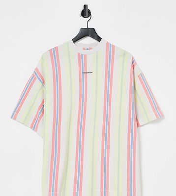 COLLUSION Unisex oversized t shirt with stripe in pique fabric-Multi