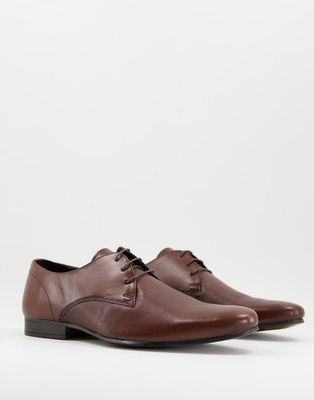 Topman brown leather bright emboss shoes