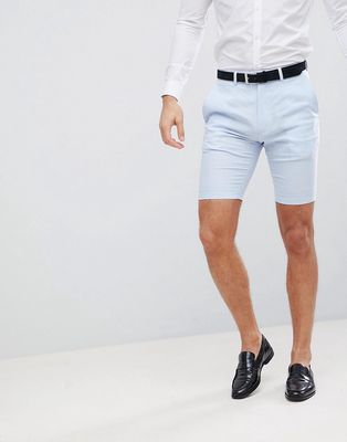 French Connection Wedding Linen Slim Fit Shorts-Blue