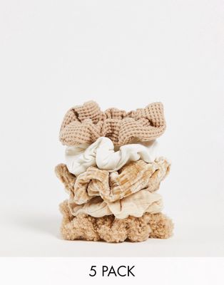 Kitsch Assorted Textured Scrunchies - 5 Pack-No color