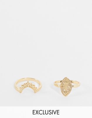 Reclaimed Vintage Inspired stacking rings in gold 2 pack
