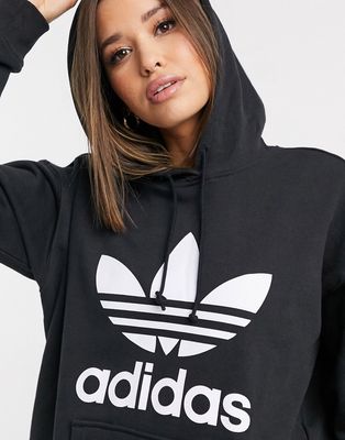 adidas Originals large Trefoil hoodie in black