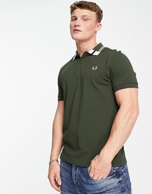 Fred Perry abstract tipped polo in green