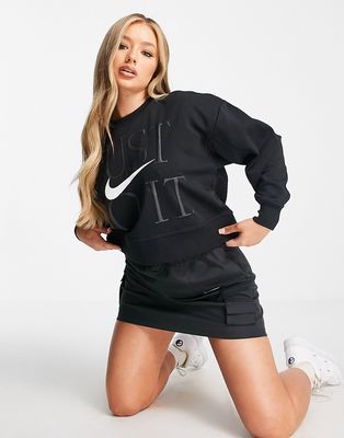 Nike Training Dri-FIT Get Fit slogan crew neck sweatshirt in black