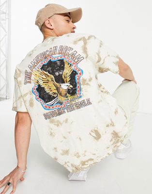 Topman oversized fit T-shirt with American dream print in washed stone-White