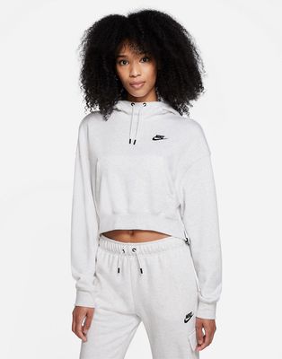 Nike Essentials Fleece side zip hoodie in white heather