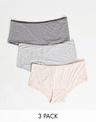 Green Treat 3 pack comfy shorts in pink/gray/navy mix-Multi