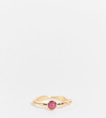 ASOS DESIGN 14k gold plated ring with garnet-style birthstone