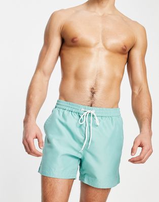 South Beach swim shorts with contrast stitch in teal-Green