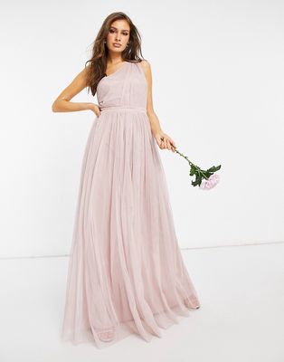 Anaya With Love Bridesmaid tulle one shoulder maxi dress in pink